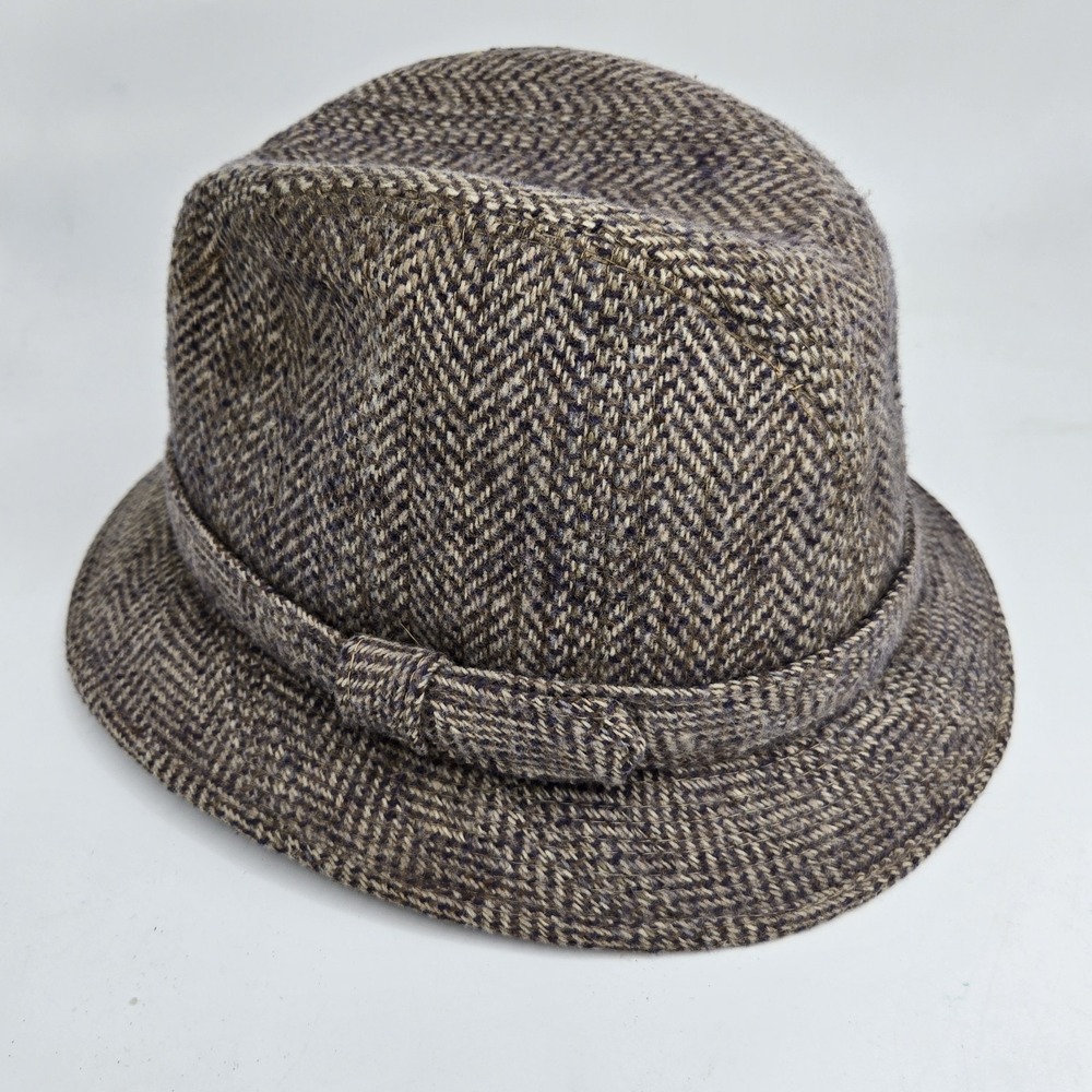 VTG Stetson Tweed Fedora Hat 7 1/8 Herringbone Wool Needs Lining Repair 50s